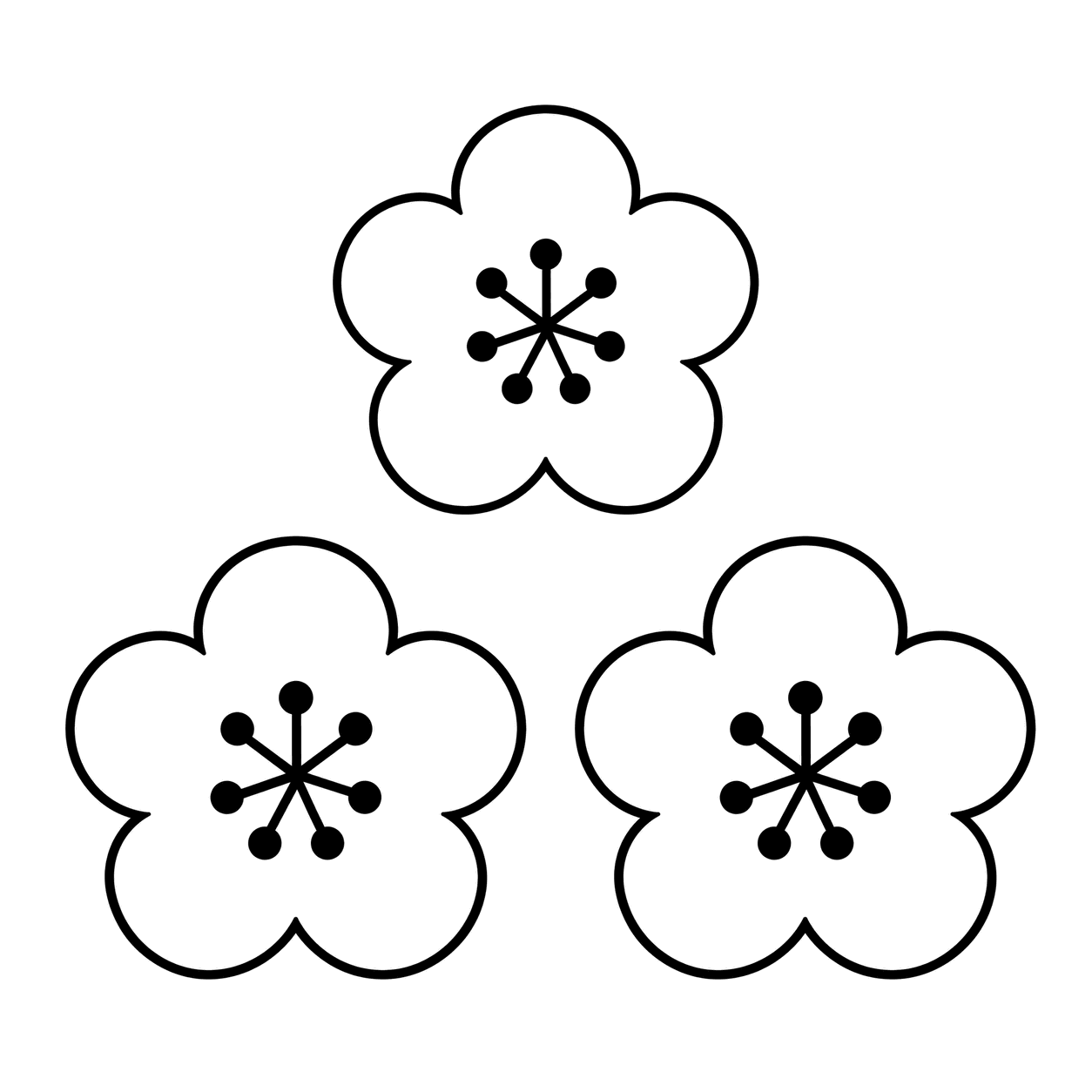 梅の花のぬりえ用線画