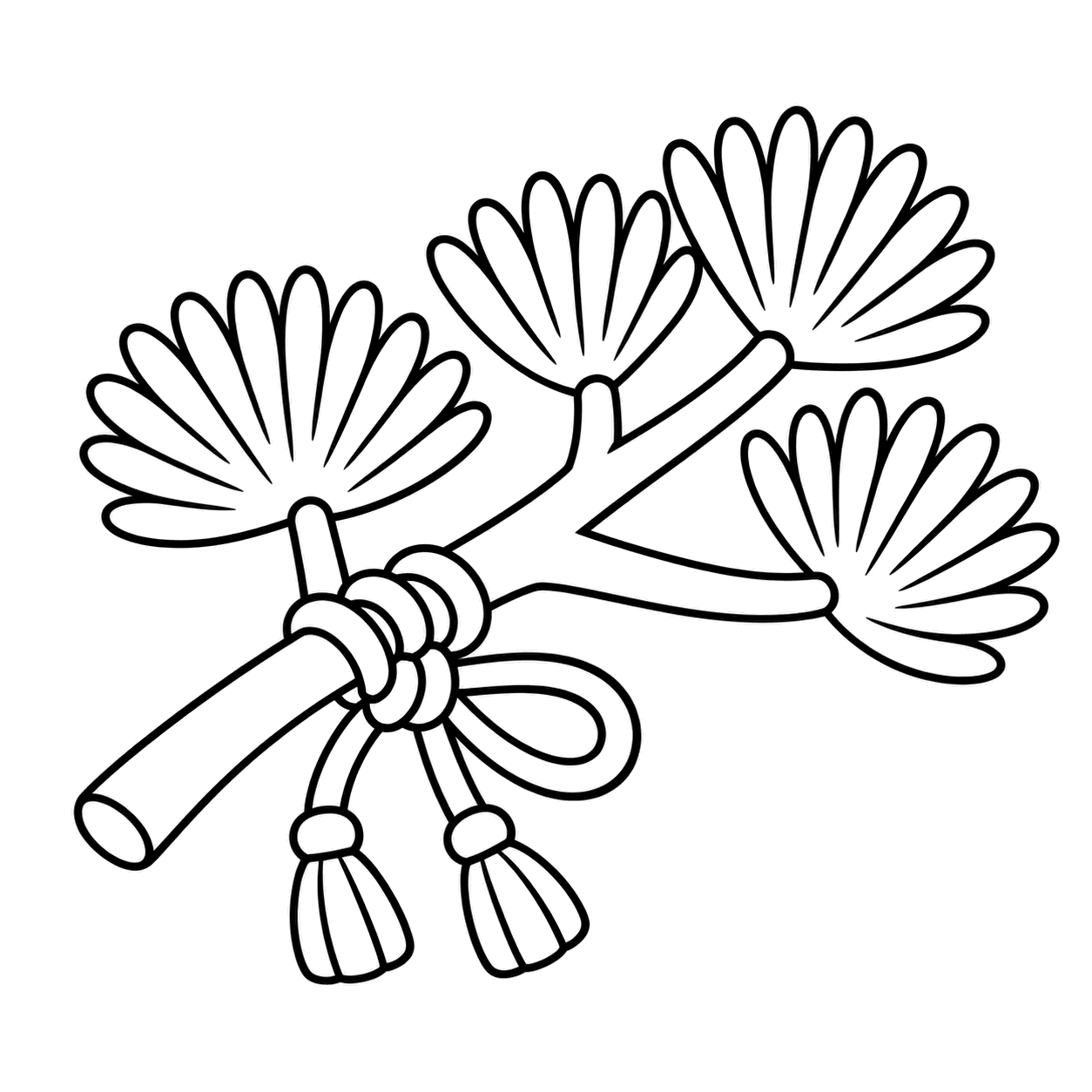 松の枝のぬりえ用線画