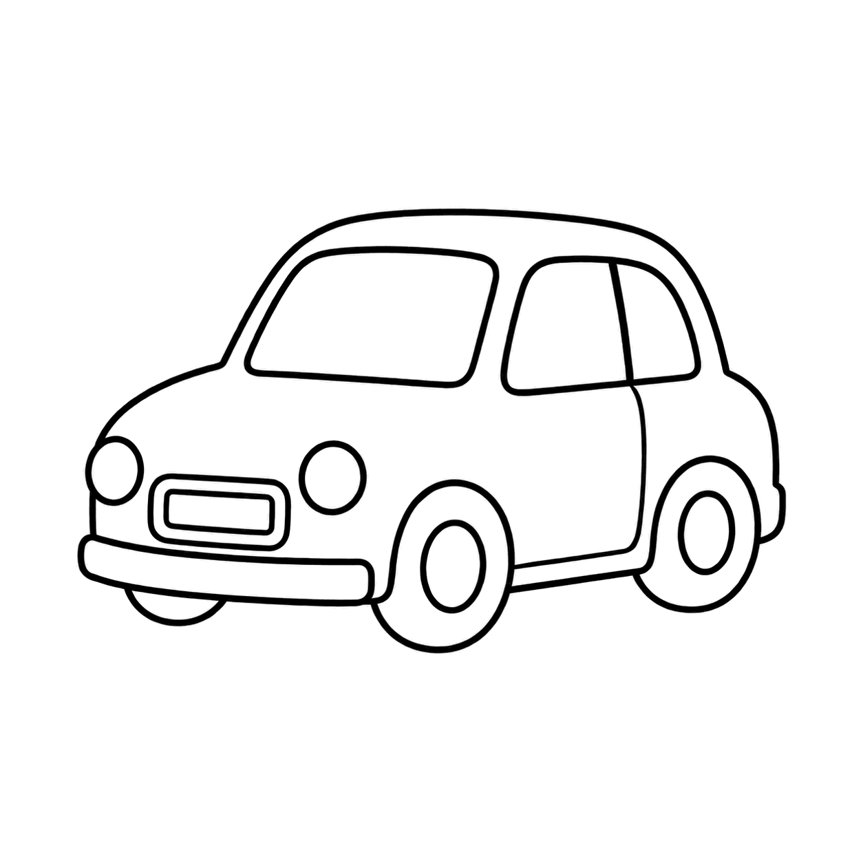 乗用車 赤橙のぬりえ用線画（乗り物のイラスト24個・ぬりえ19種類セット）