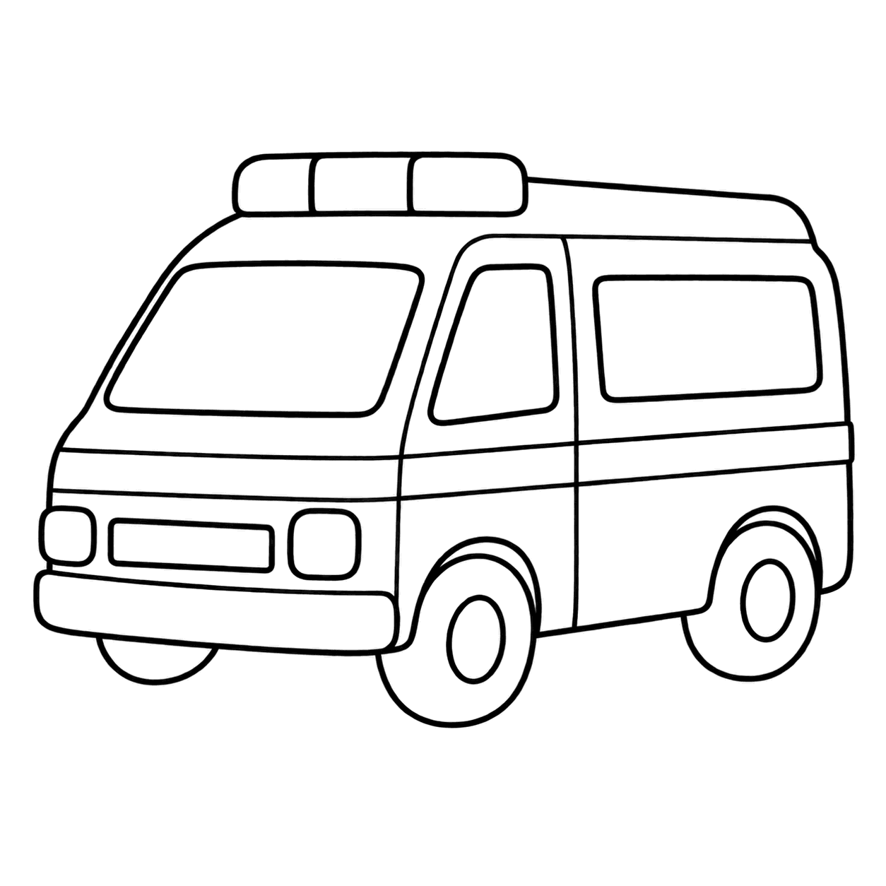 救急車のぬりえ用線画