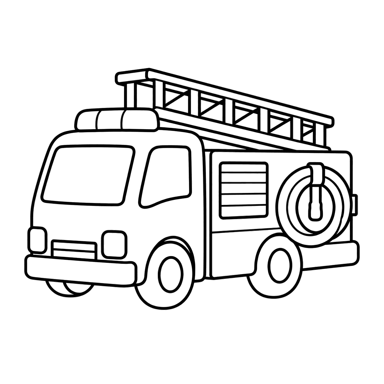 消防車のぬりえ用線画