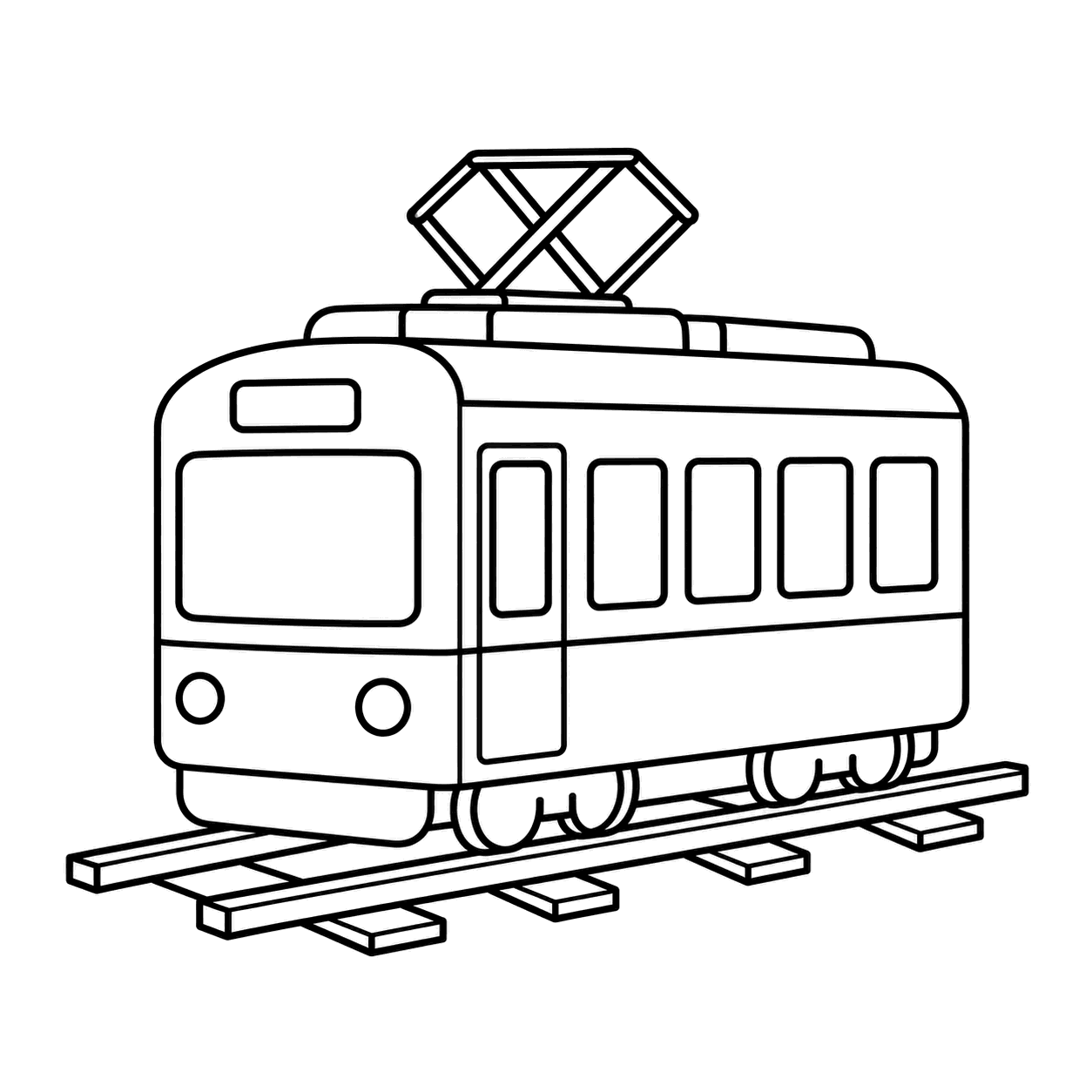 路面電車のぬりえ用線画