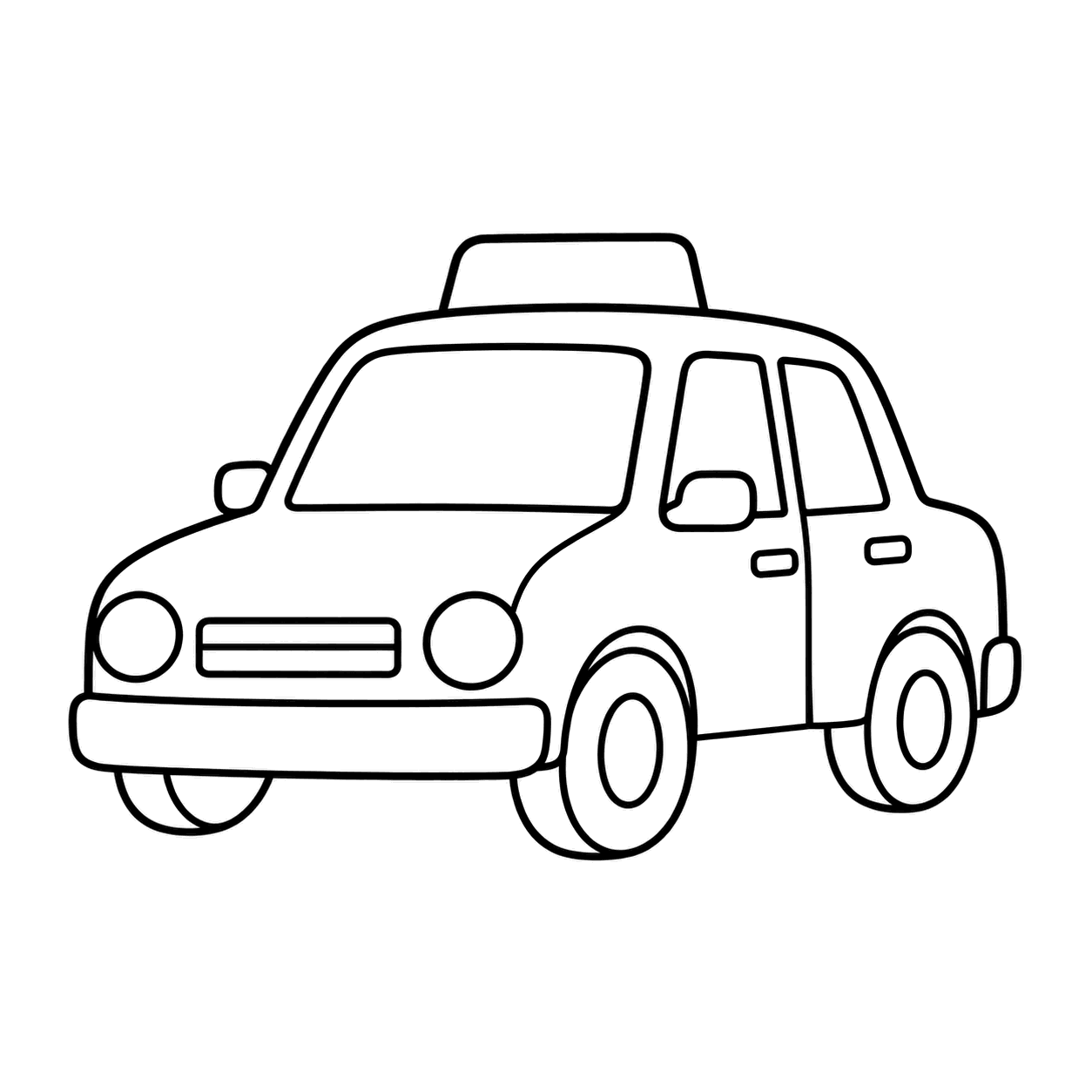 タクシーのぬりえ用線画