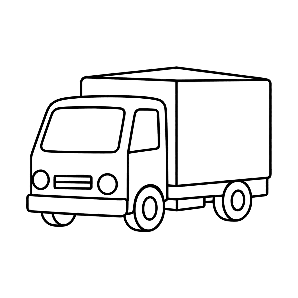 配達トラックのぬりえ用線画