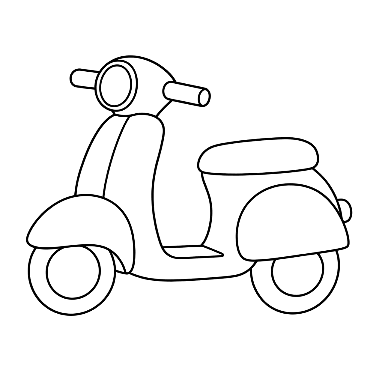 スクーターのぬりえ用線画