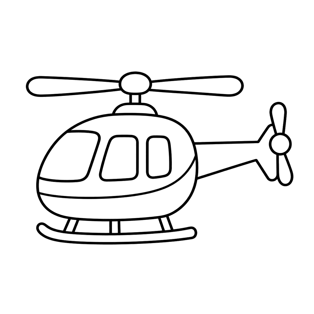 ヘリコプターのぬりえ用線画