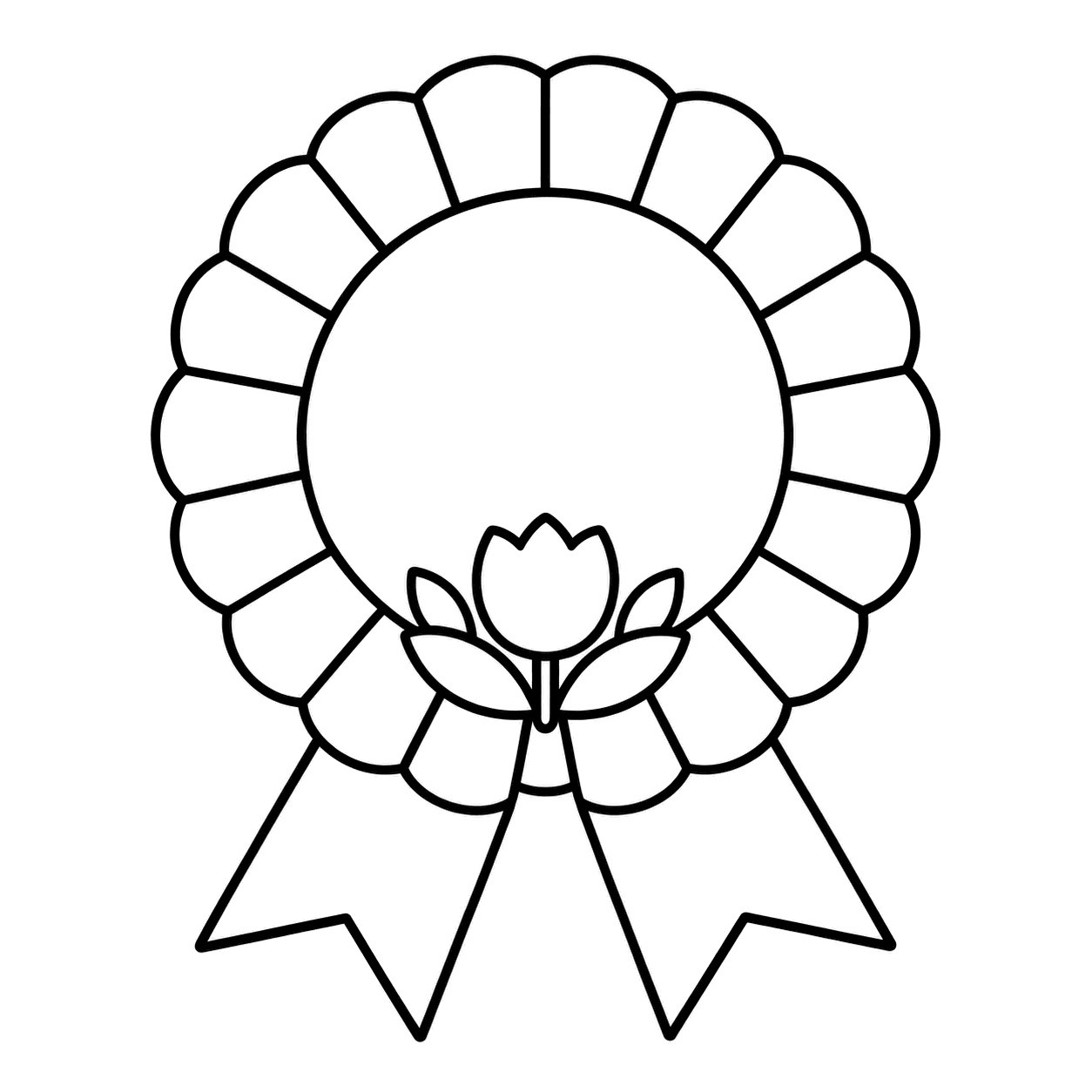 入学式のロゼットのぬりえ用線画