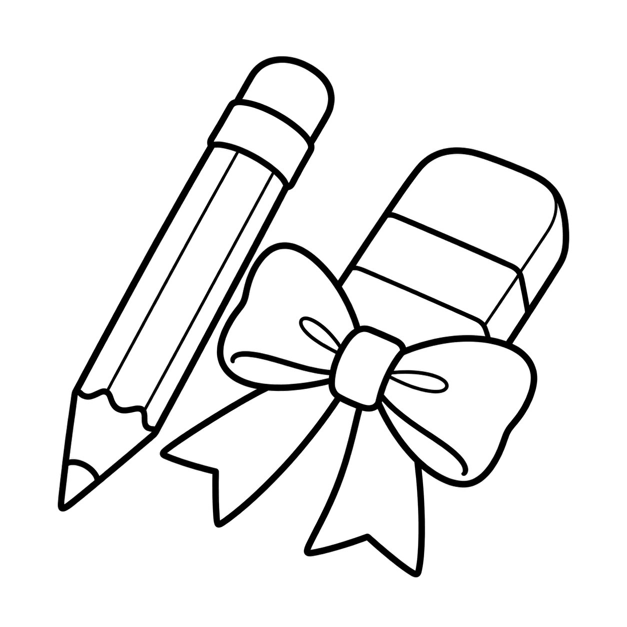 鉛筆と消しゴムのぬり絵用線画