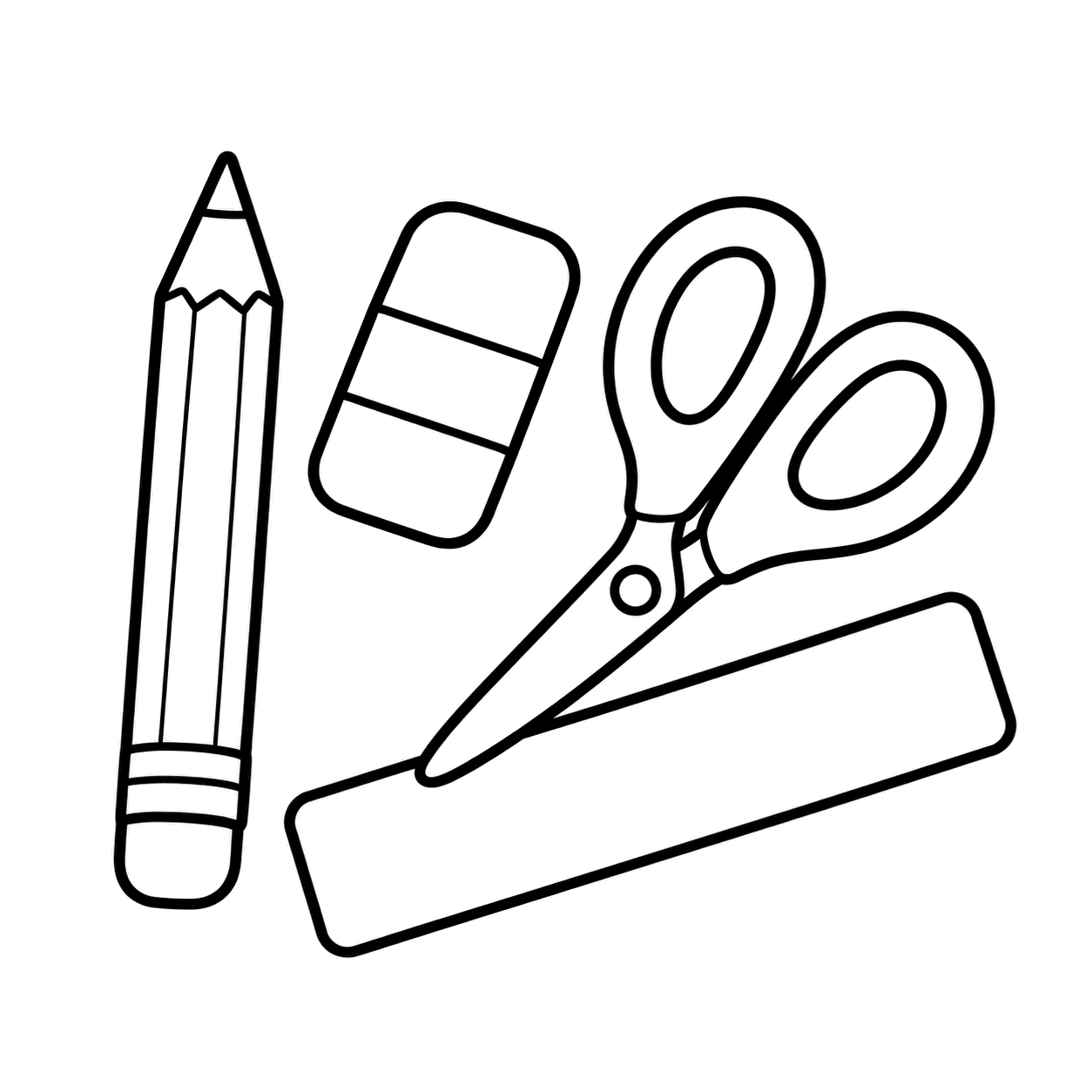文房具セットのぬり絵用線画