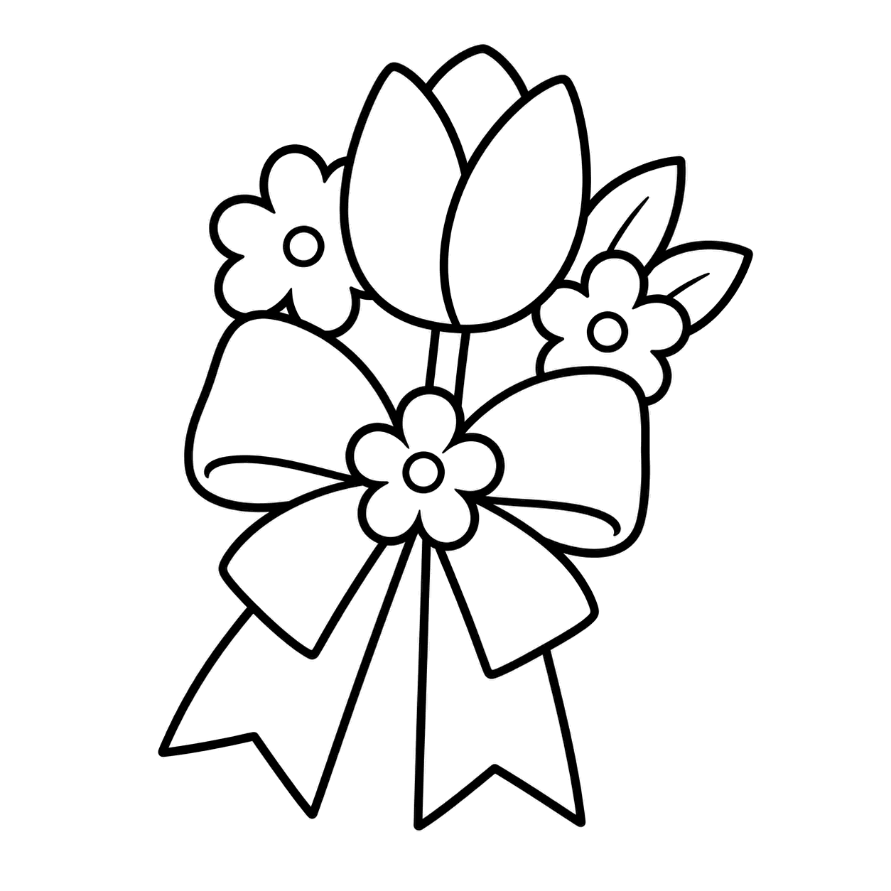 入学式の胸花のぬりえ用線画