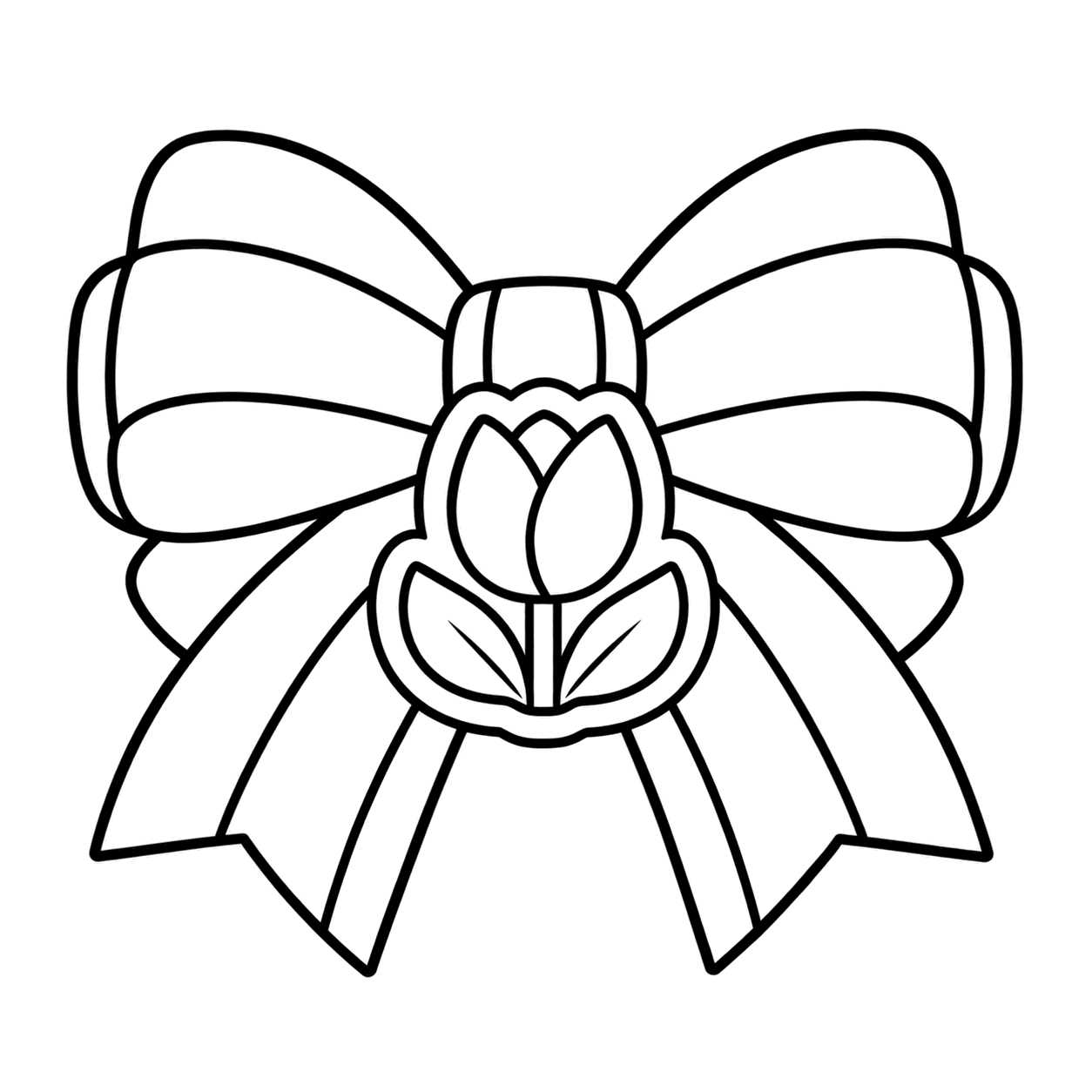 入学式の赤いリボンのぬりえ用線画