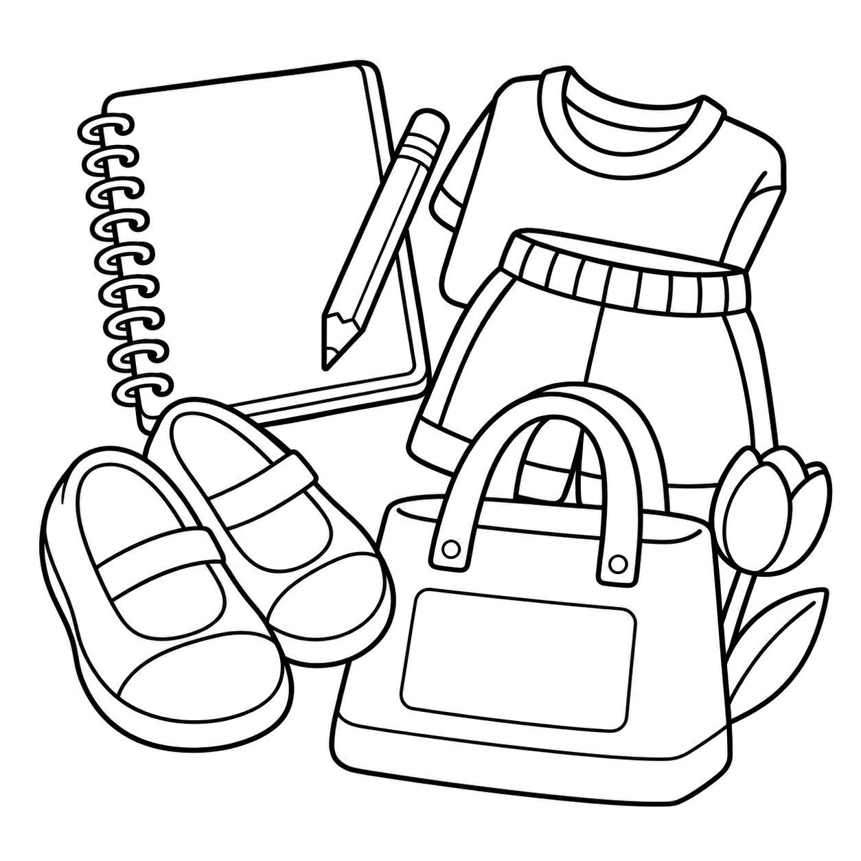 新学期セットのぬり絵用線画