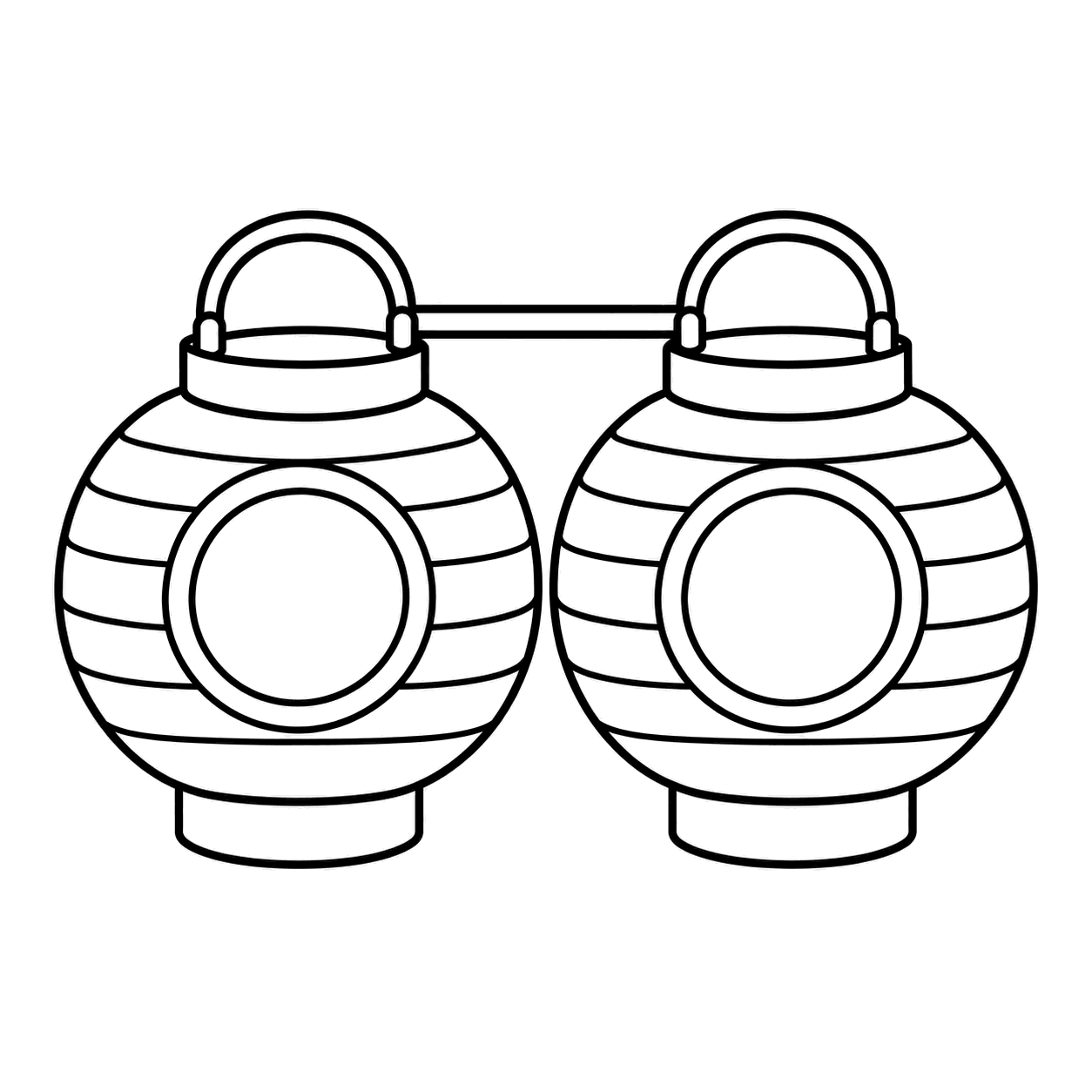 盆提灯の対のぬり絵用線画