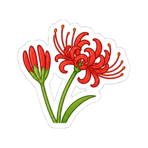 文字がない彼岸花のつぼみと花のアイコン