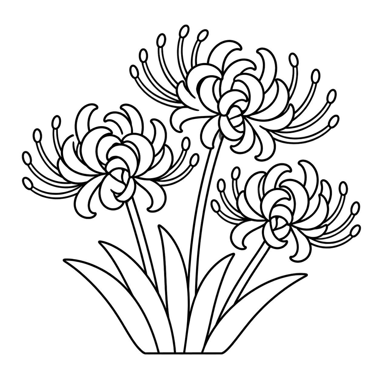 彼岸花の群れのぬりえ用線画