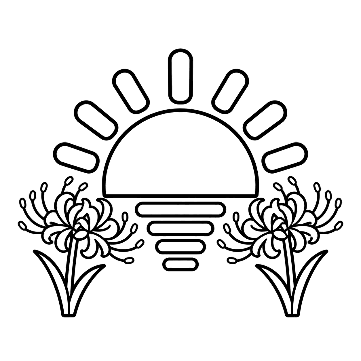 秋分の太陽のぬりえ用線画