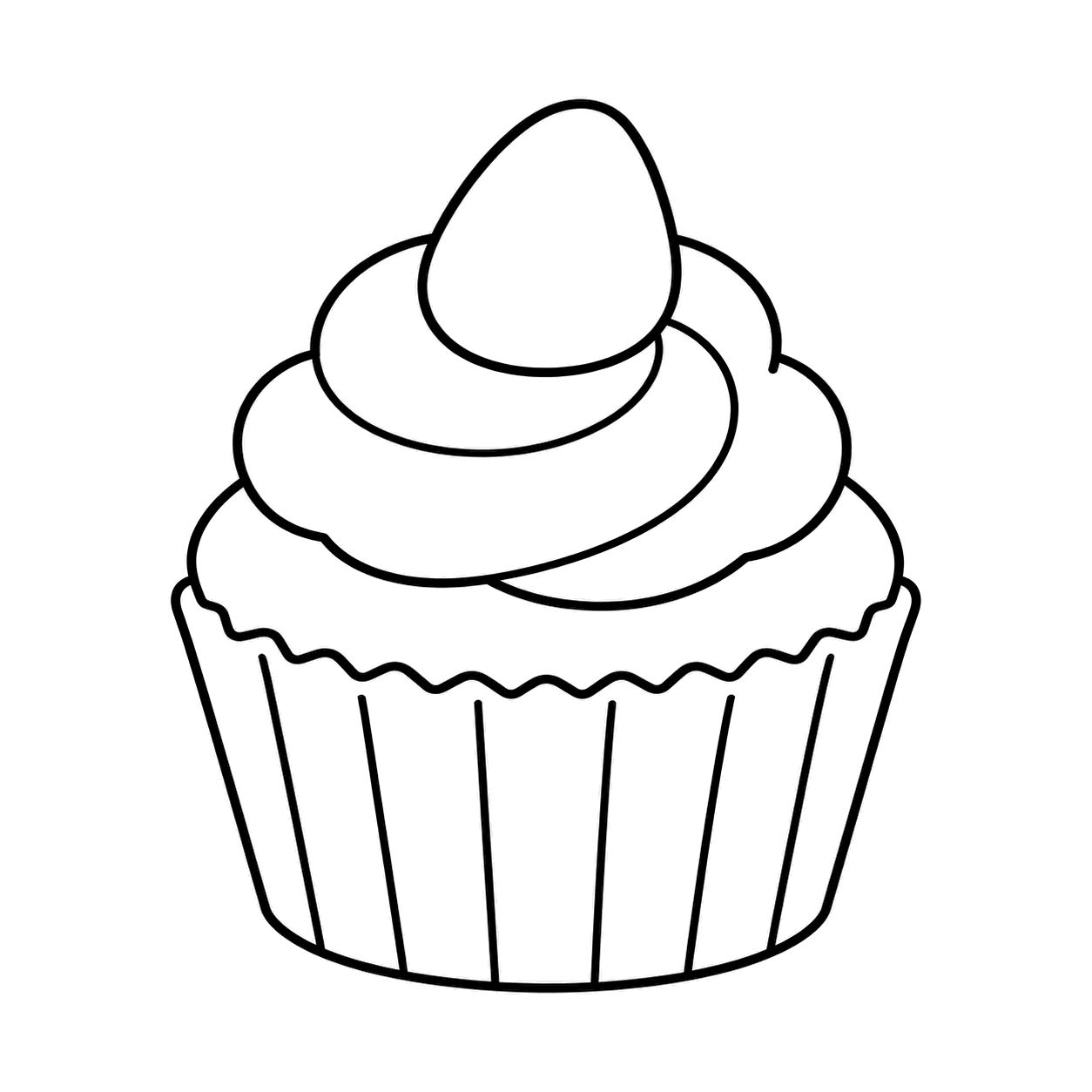 カップケーキのぬりえ用線画