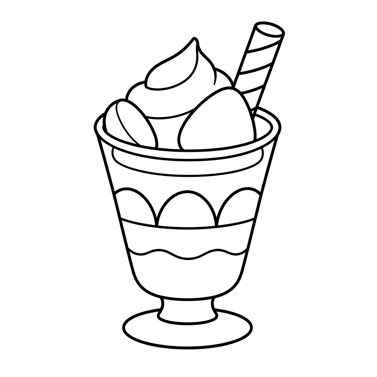 パフェのぬりえ用線画