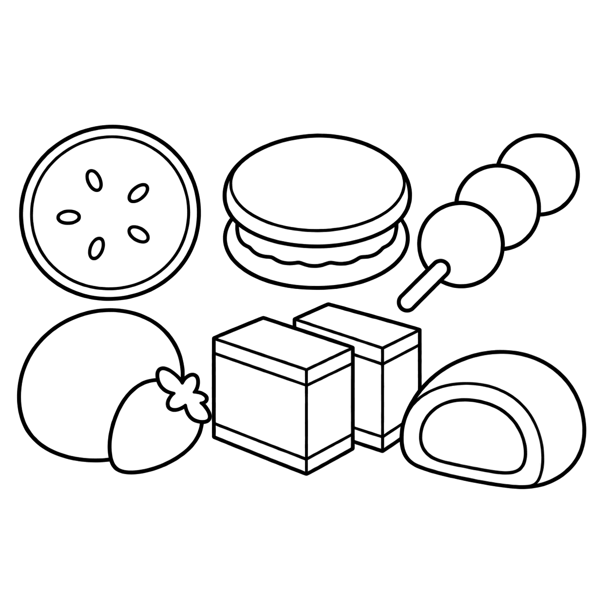 和菓子セットのぬりえ用線画