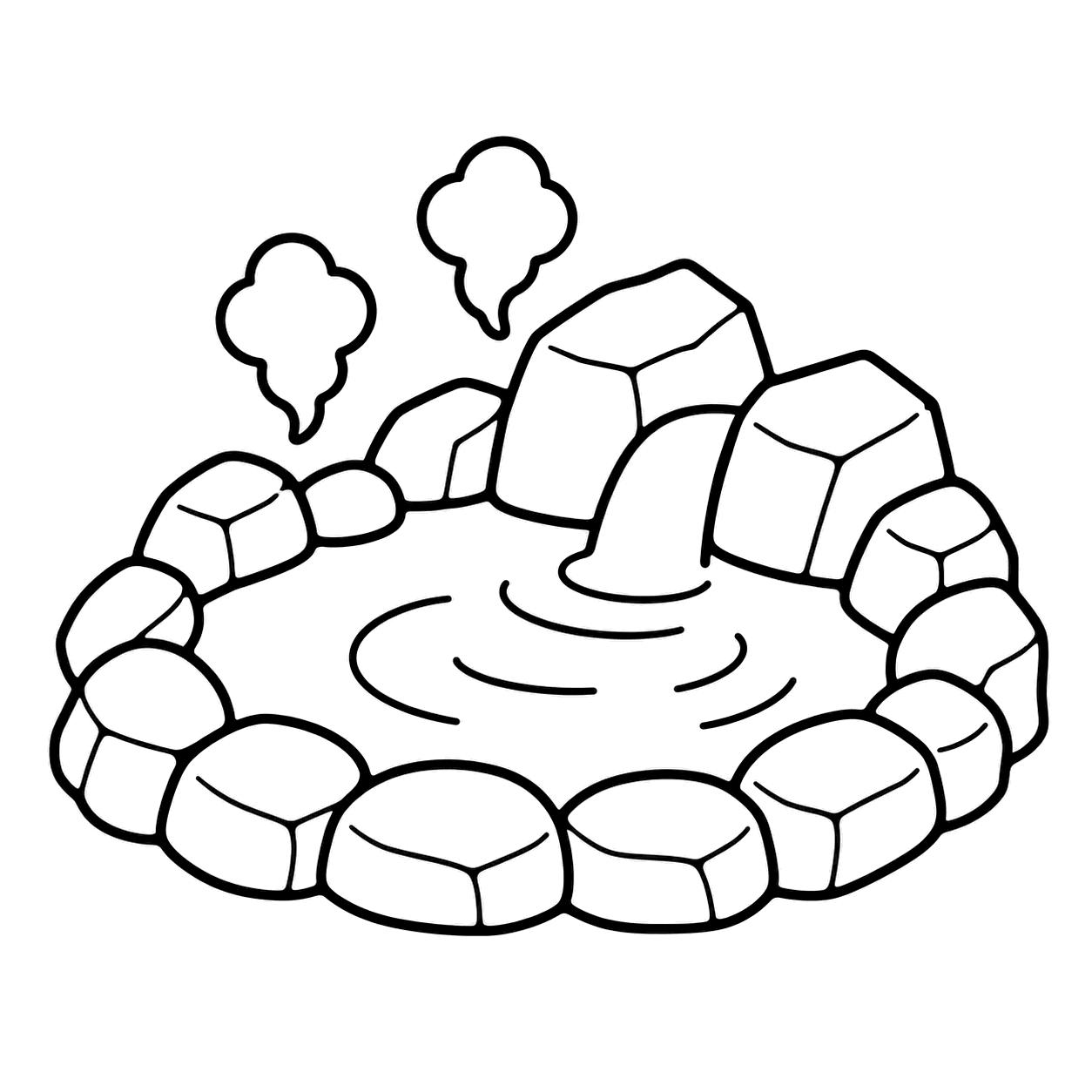 露天風呂のぬりえ用線画