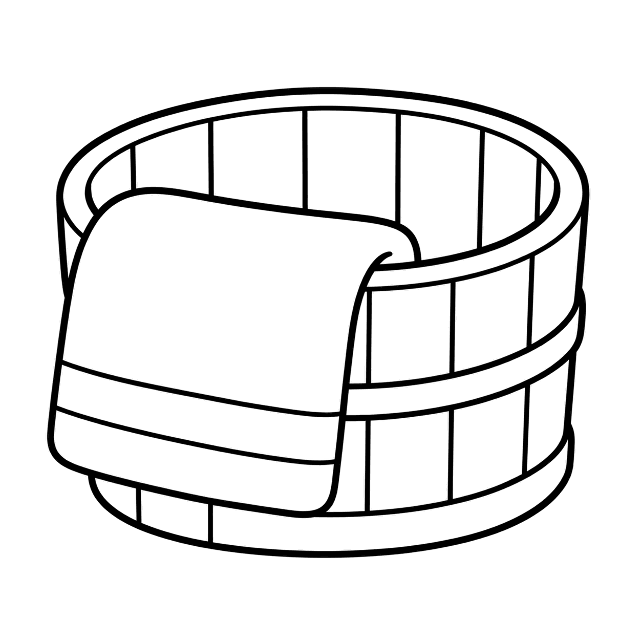 手ぬぐいと桶のぬりえ用線画