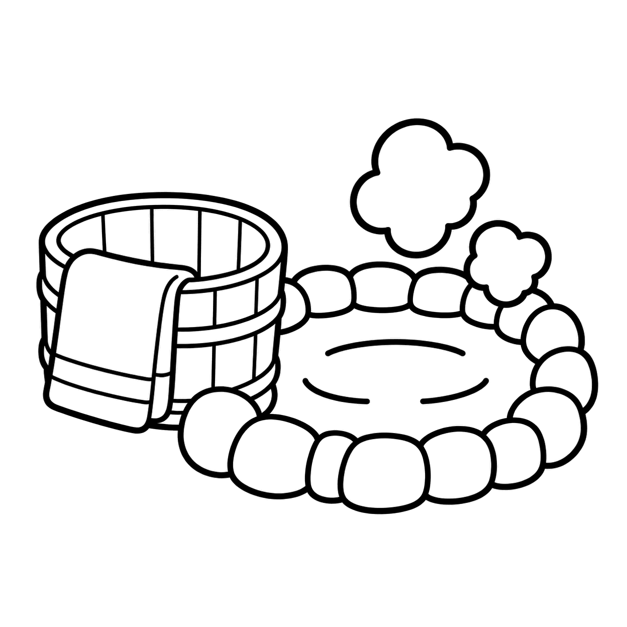 温泉セットのぬりえ用線画