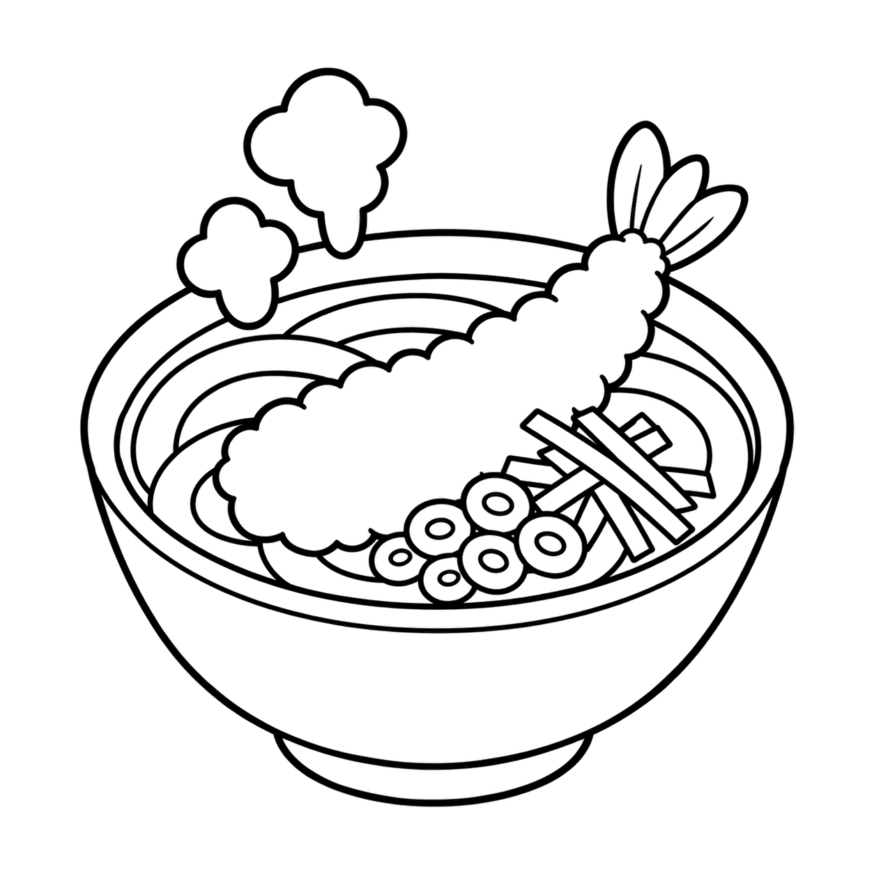 天ぷらそばのぬり絵用線画