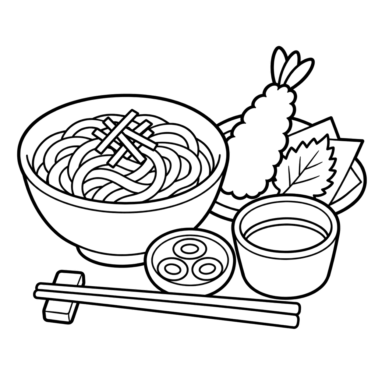年越しそばセットのぬりえ用線画