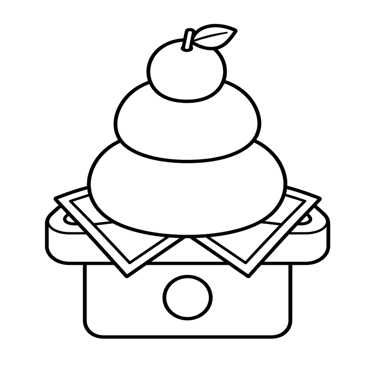 鏡餅の準備のぬり絵用線画