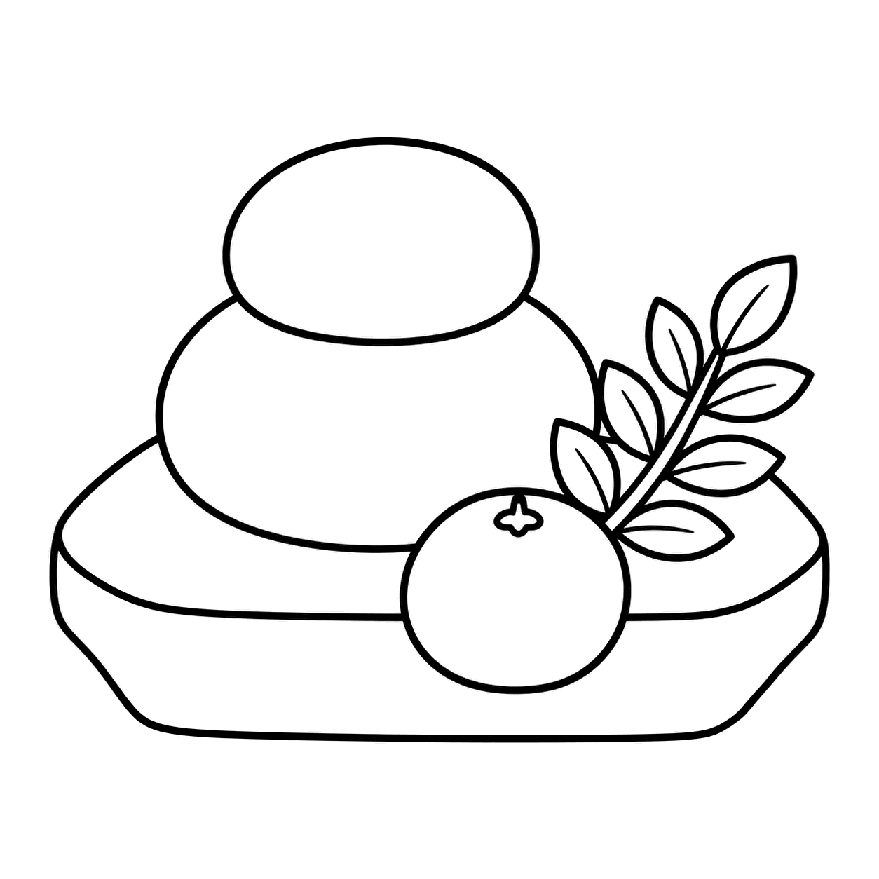 餅の盆のぬり絵用線画