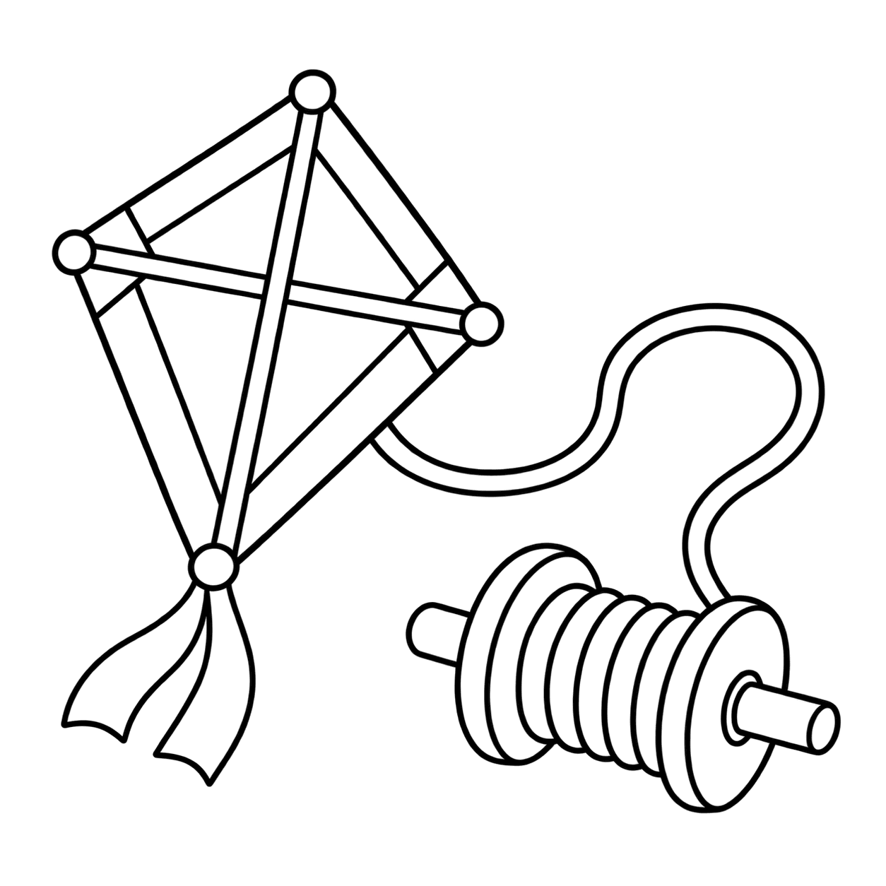 凧あげセットのぬり絵用線画