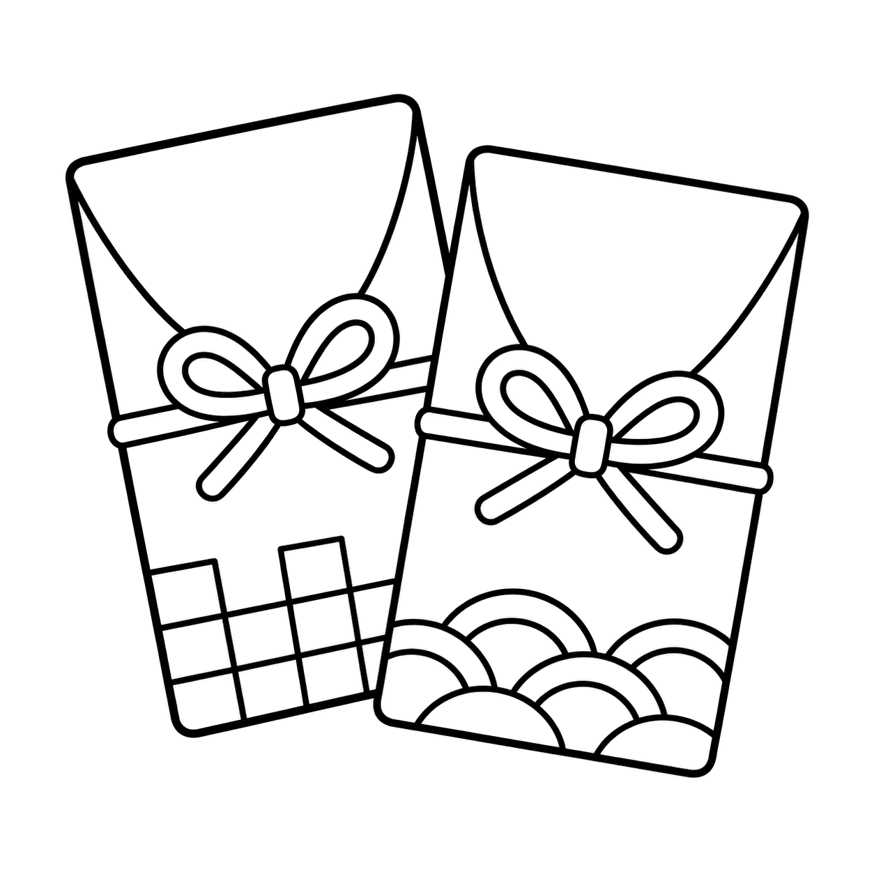 ぽち袋二つのぬり絵用線画