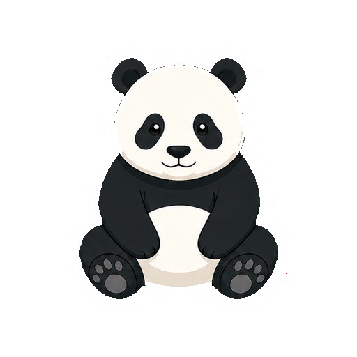 正面を向いて座るパンダの全身イラスト