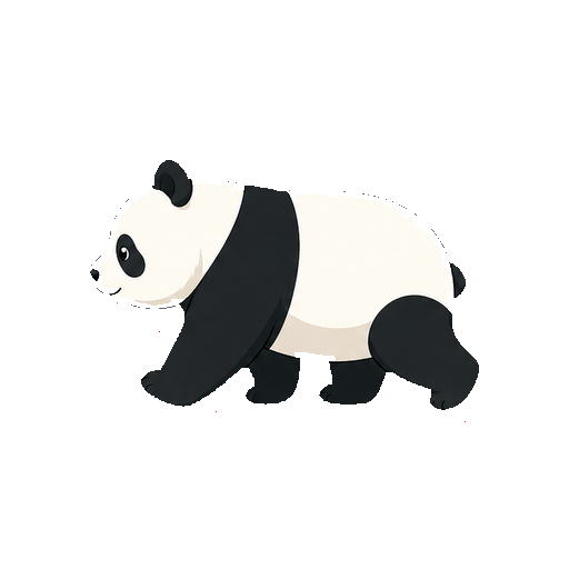 横向きで歩くパンダの全身イラスト