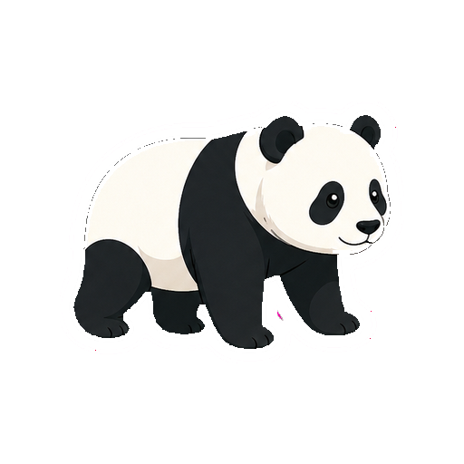 斜め向きで立つパンダの全身イラスト