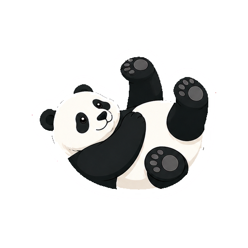地面をごろごろ転がるパンダの全身イラスト