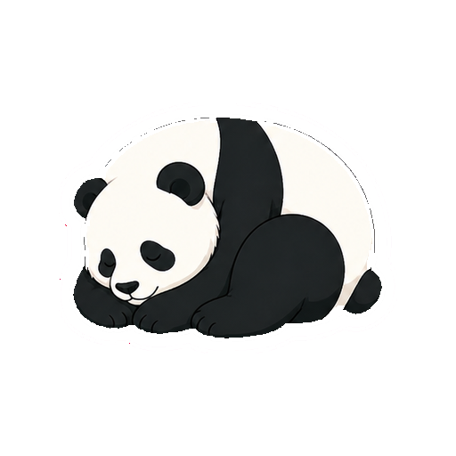 体を丸めて眠るパンダの全身イラスト