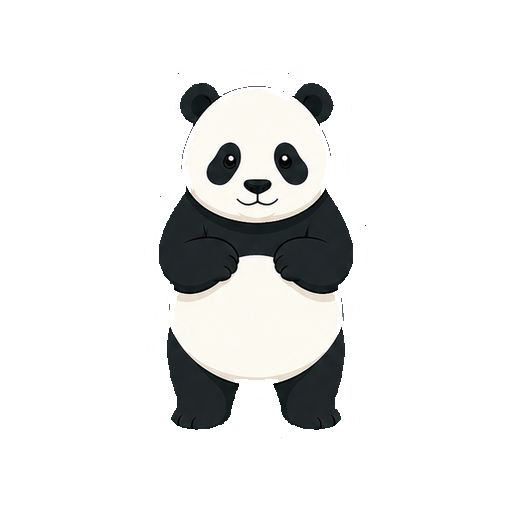 後ろ足で立ち上がるパンダの全身イラスト