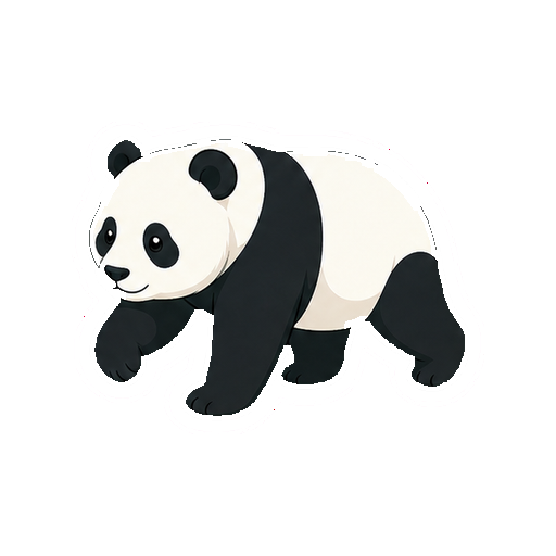 歩きながら片前足を上げるパンダの全身イラスト