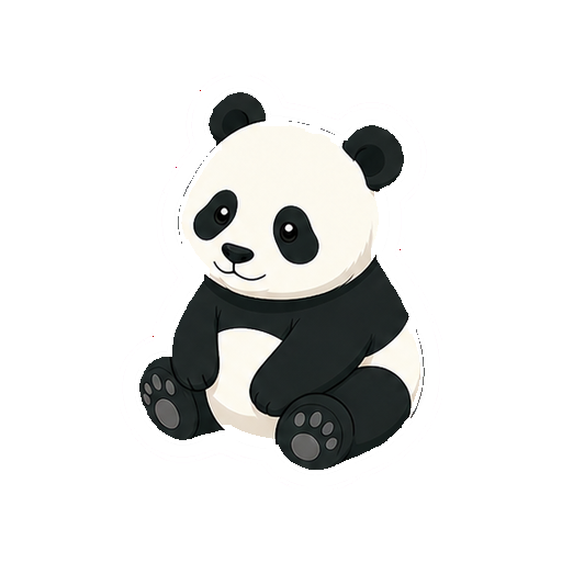 子パンダがおすわりする全身イラスト