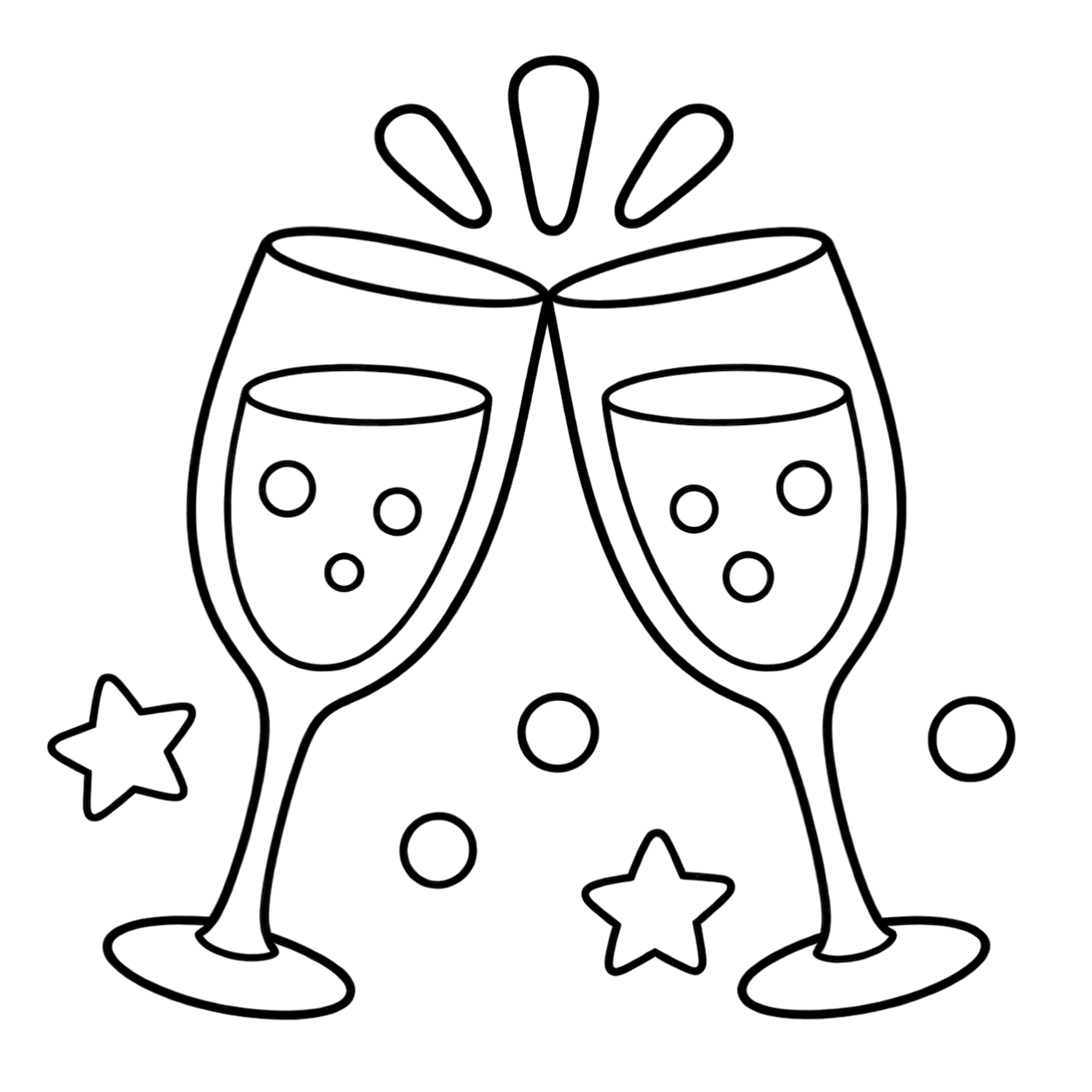 乾杯グラスのぬりえ用線画