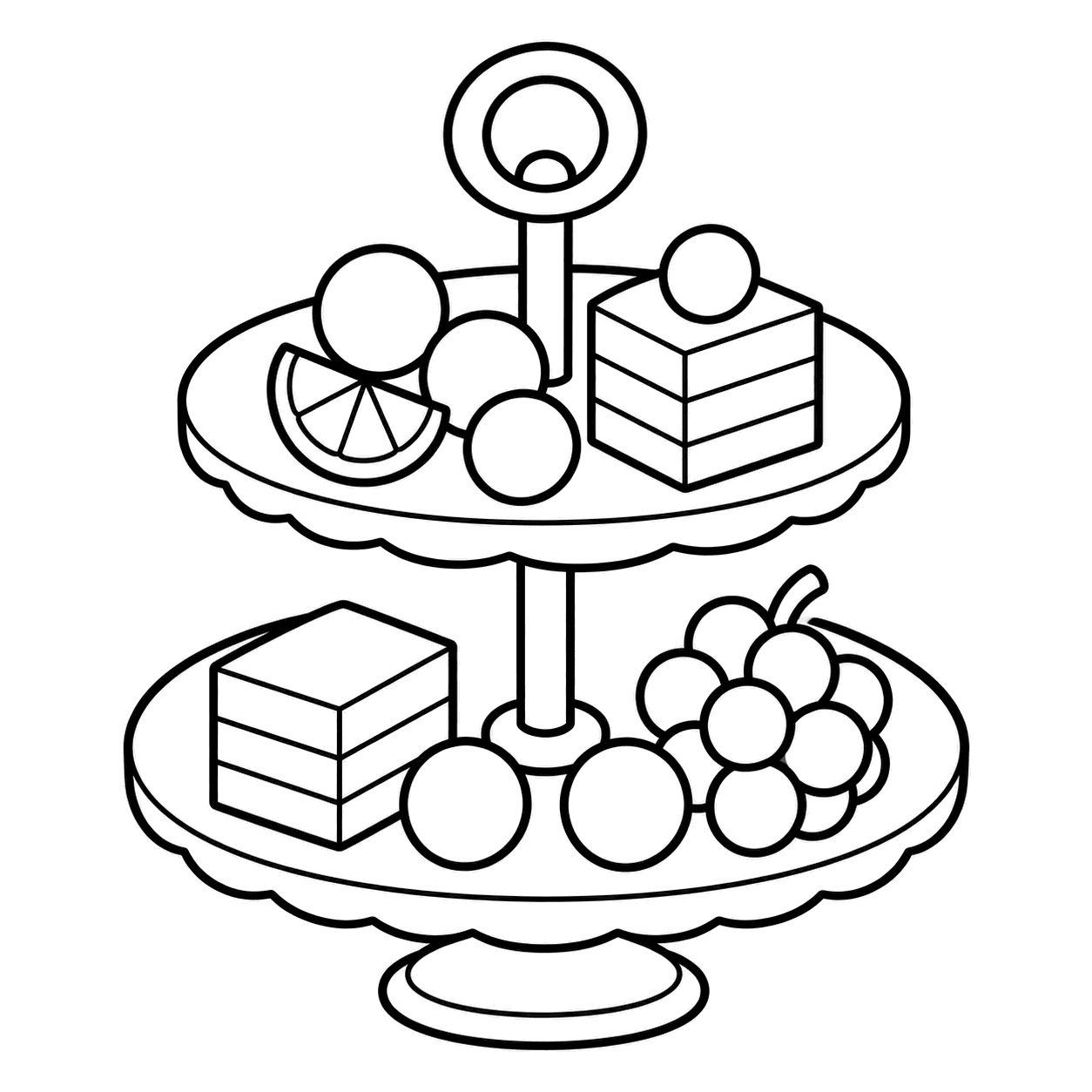 お祝いケーキ台のぬりえ用線画