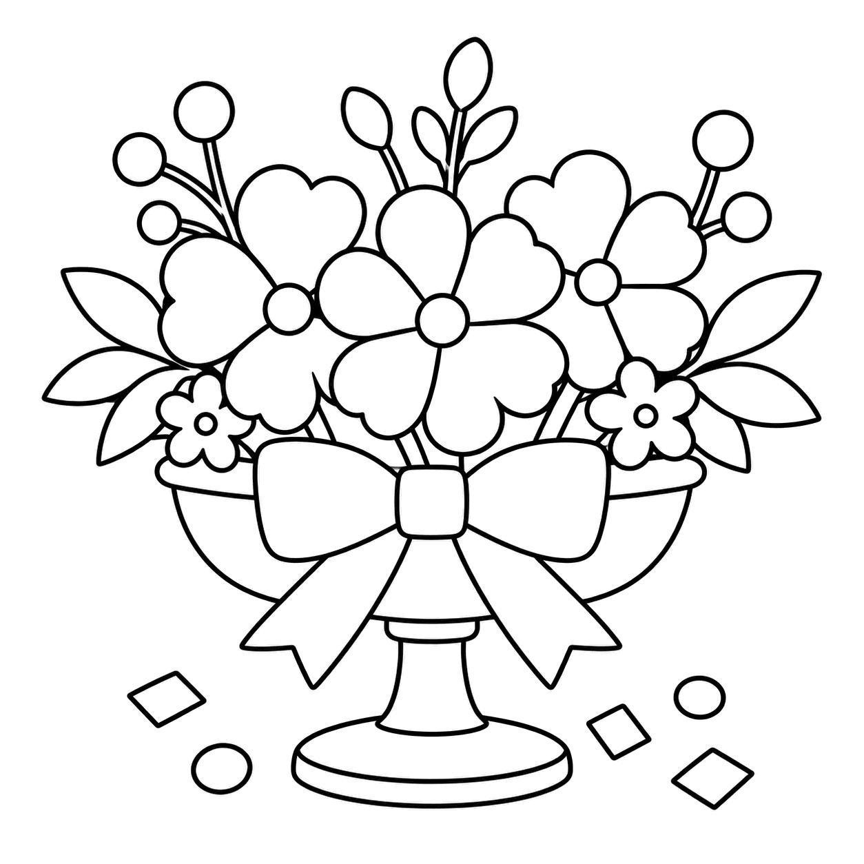 卓上花飾りのぬりえ用線画