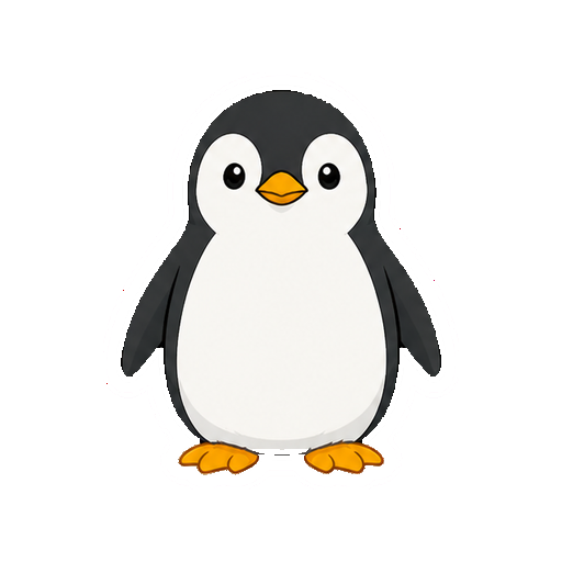 正面を向いて立つペンギンの全身イラスト