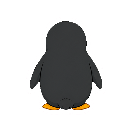 黒い背中が見えるペンギンの後ろ姿の全身イラスト