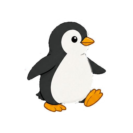 よちよちと歩くペンギンの全身イラスト