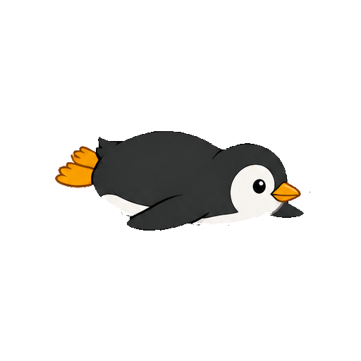 腹ばいになって滑るペンギンの全身イラスト
