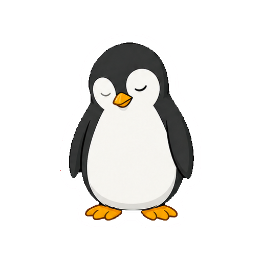 立ったまま目を閉じて眠るペンギンの全身イラスト