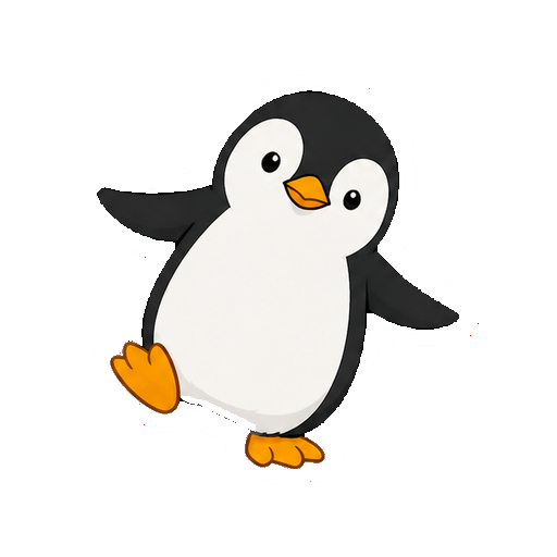 転びそうになって横へ傾くペンギンの全身イラスト