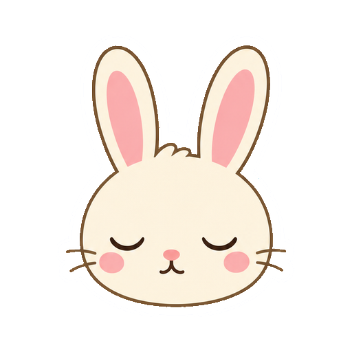 文字や記号がない目を閉じて眠そうなうさぎの顔アイコン